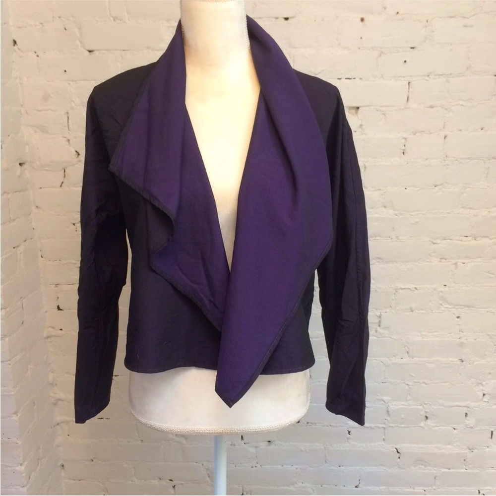 Chalet cropped shawl collar jacket purple size xs
